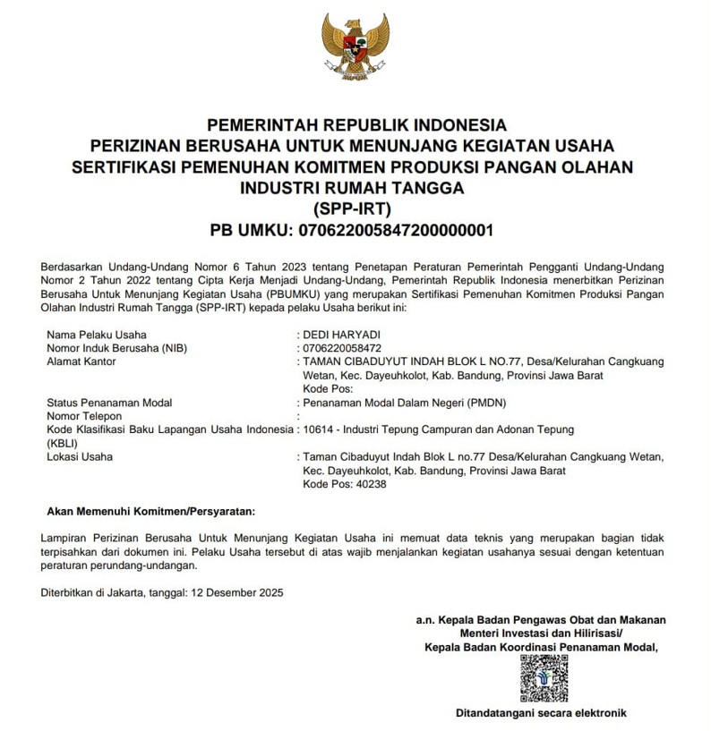 Sertifikasi BPOM CV. Hurode Raya